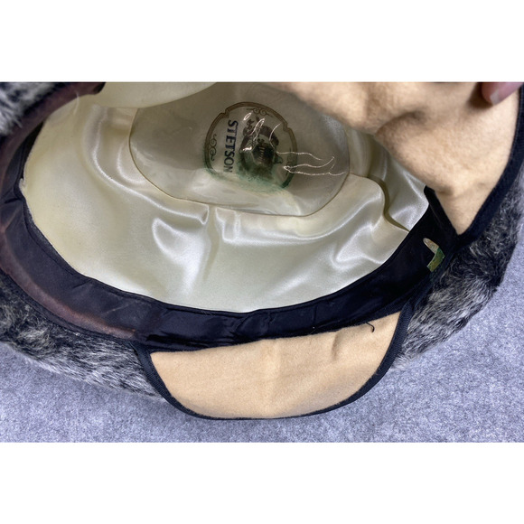 Stetson Hat Mens Grey Fedora Faux Fur Ear Flaps 1930s 40s German Hunting Pin - Picture 15 of 15